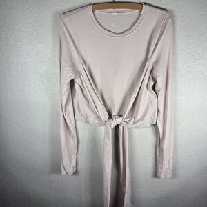 Lululemon Gather And Grow Top Size 8 Long Sleeve Crop Tie Front Light Pink